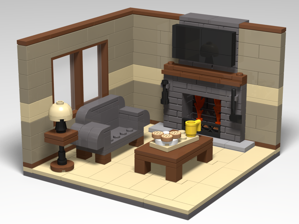 Custom Lego fireplace design by Door County Bricks