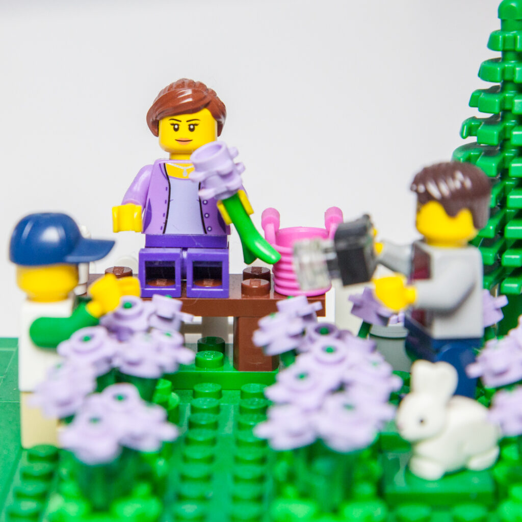 Smelling the lavender in Lego by Door County Bricks
