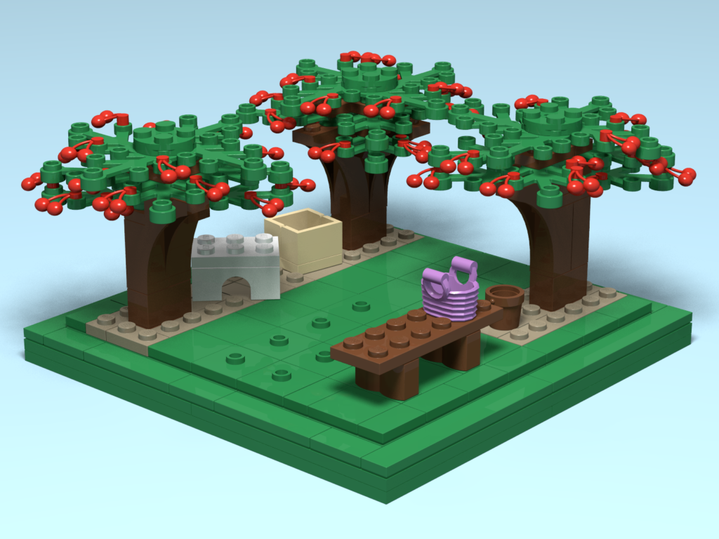 Cherry trees Lego design render
