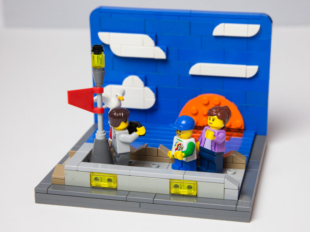 Egg Harbor Marina Lego sunset by Door County Bricks