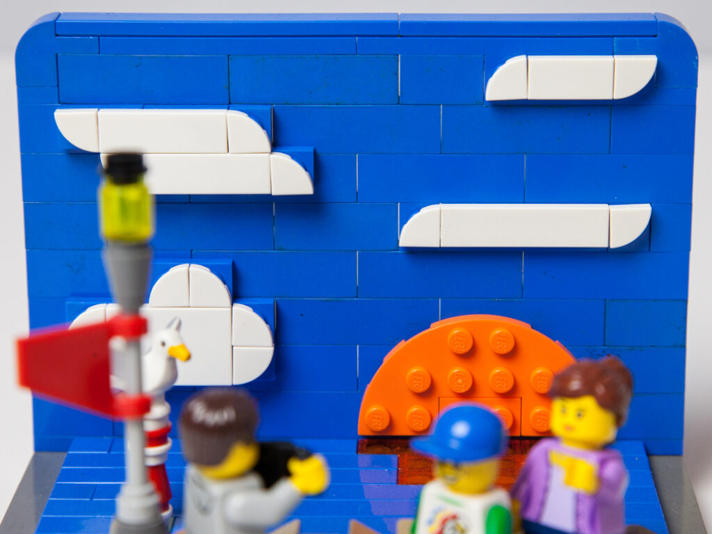 Egg Harbor Marina Lego sunset by Door County Bricks