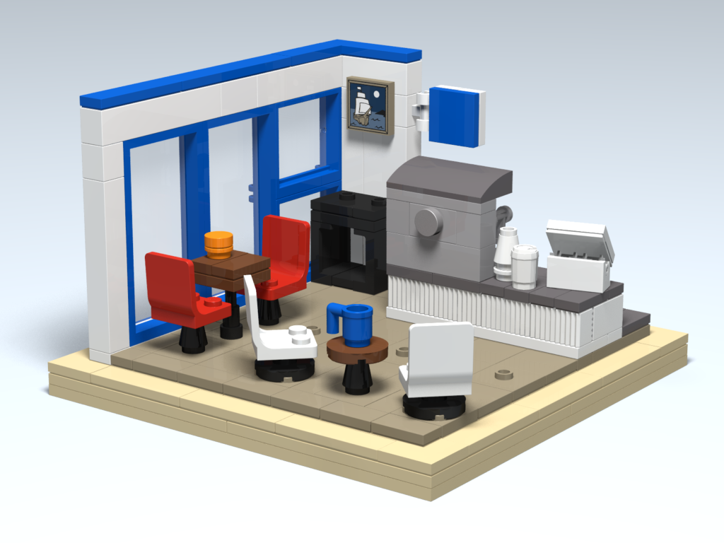 Blue Horse Cafe custom Lego design by Door County Bricks