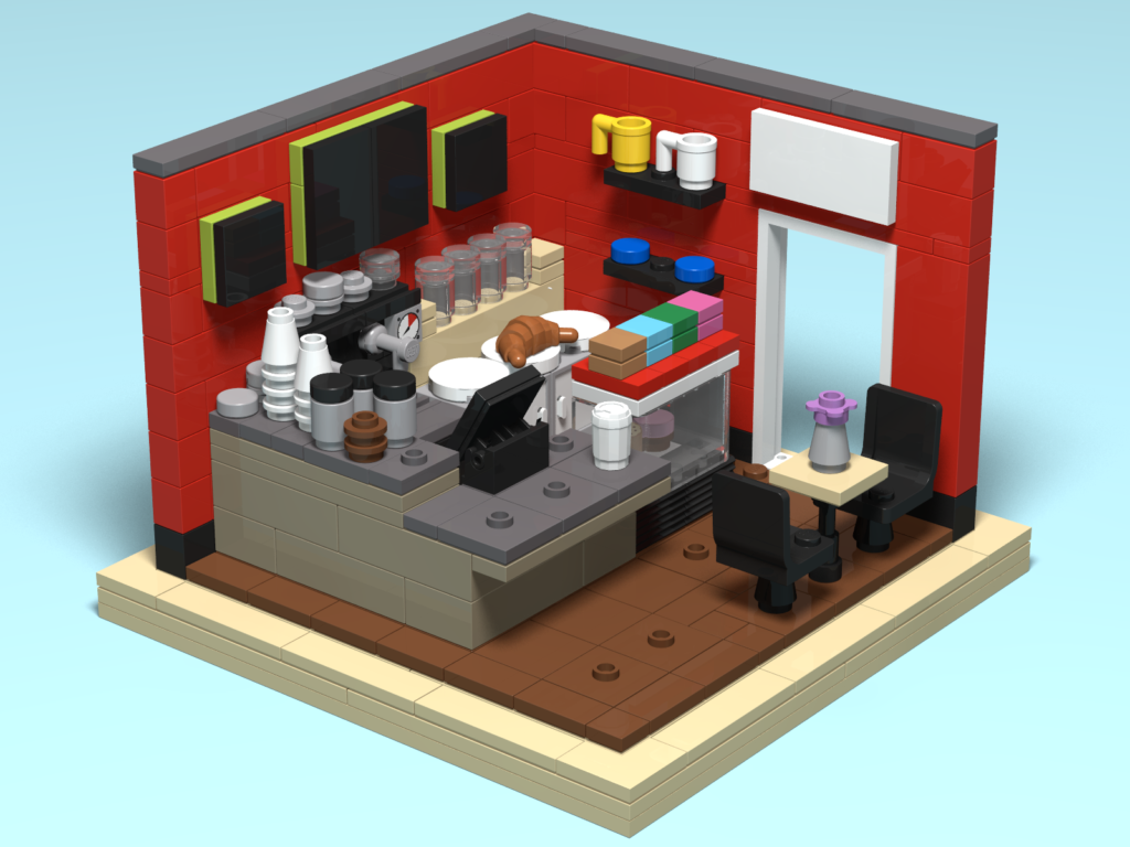 Kick Coffee custom Lego design by Door County Bricks