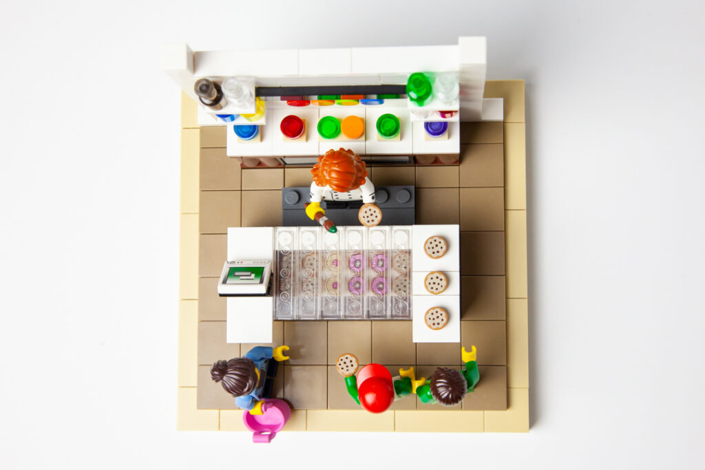Cookie shop Lego project by Door County Bricks