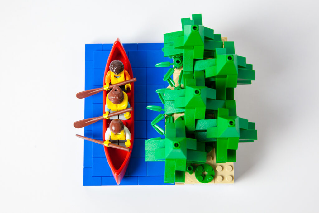 Kayaking custom Lego photo by Door County Bricks