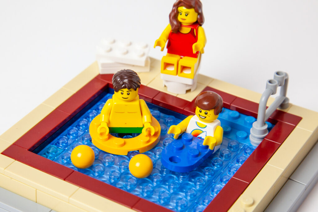 Bridgeport indoor pool custom Lego project by Door County Bricks