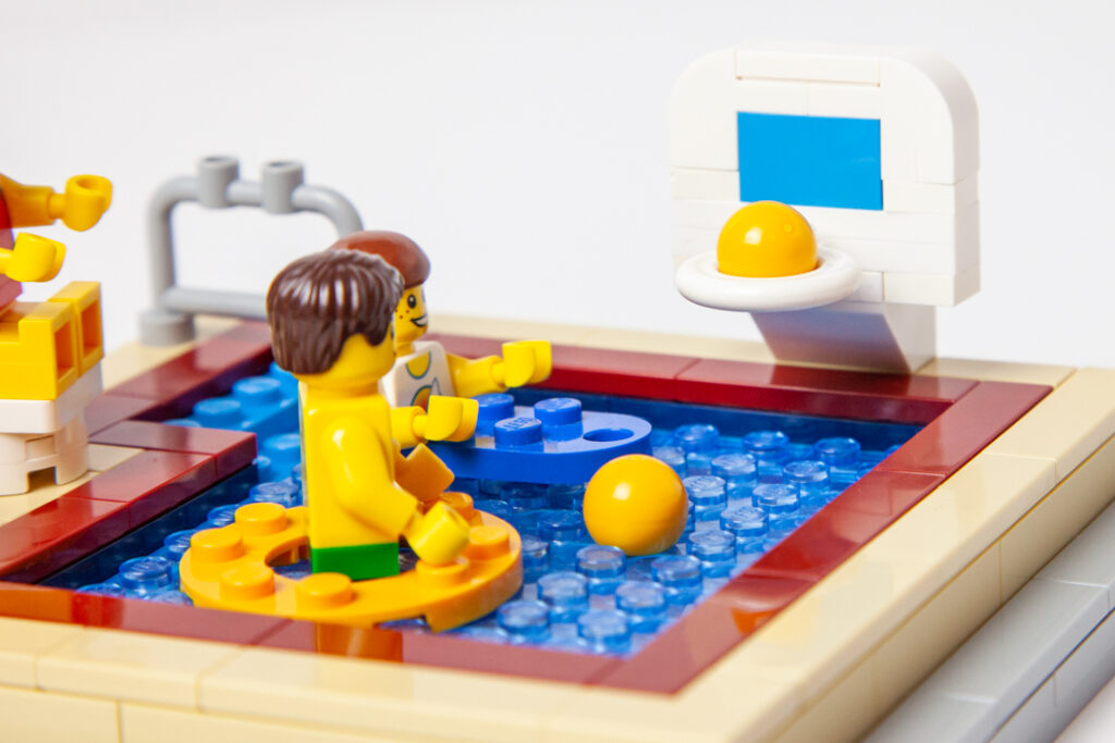 Bridgeport indoor pool custom Lego project by Door County Bricks
